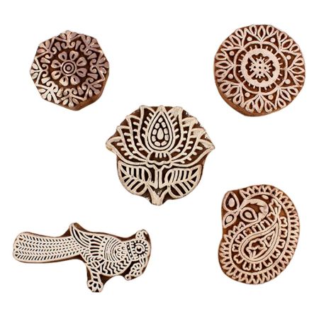 Set of 5 Piece New Mix Wooden Printing Blocks